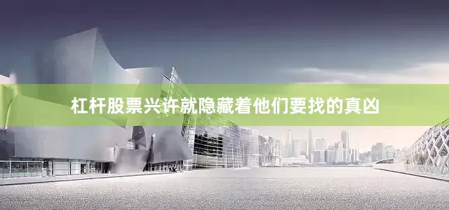 杠杆股票兴许就隐藏着他们要找的真凶